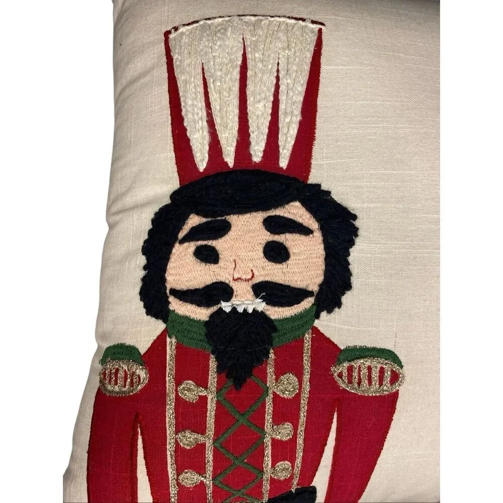 Nutcracker Christmas Pillow With Legs Holiday Decor Red Green 18 Inch Festive